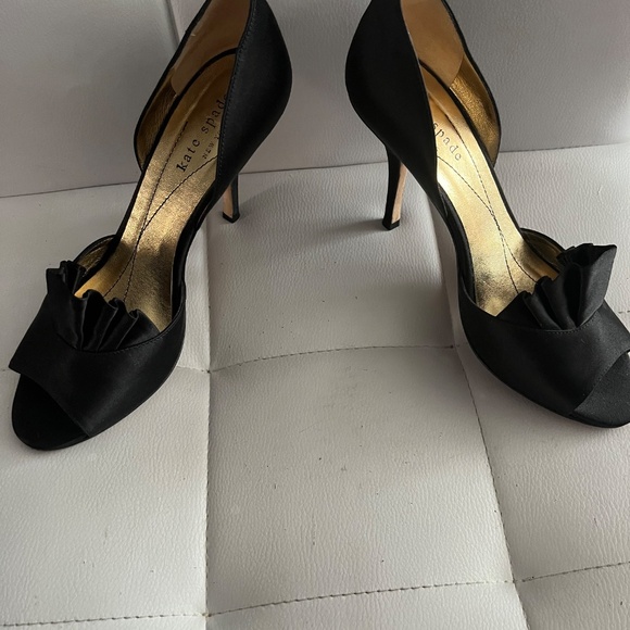 Kate Spade Black Satin Peep Toe heel size 6b - Picture 4 of 10